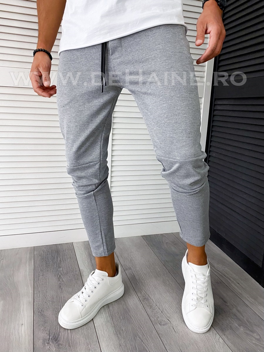 Pantaloni de trening slim fit gri deschis B6234 P18-7