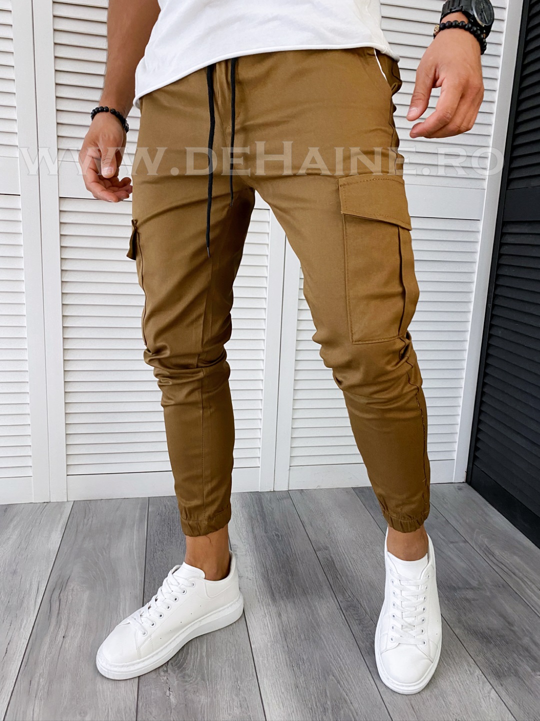 Pantaloni barbati maro casual CU MIC DEFECT DEF6051 P19-7