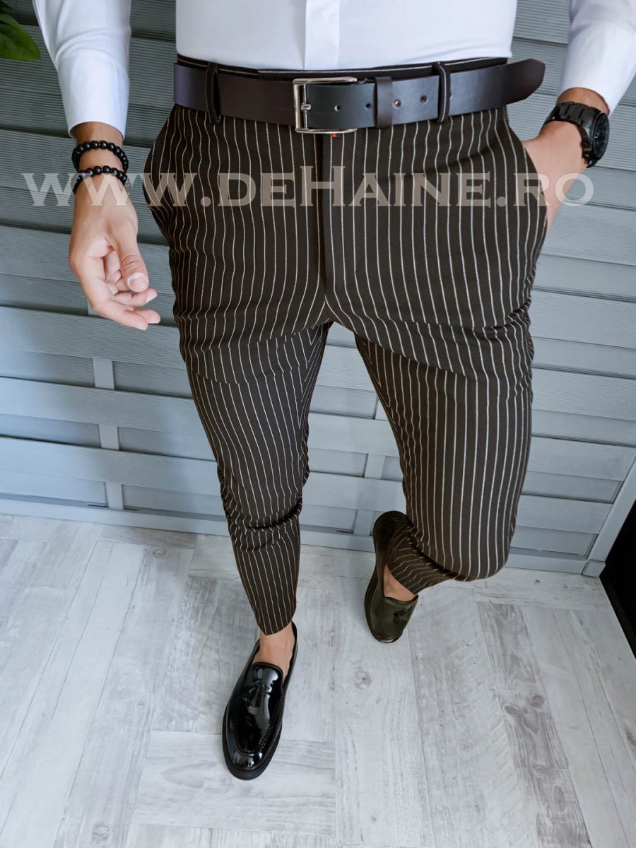 Pantaloni barbati eleganti maro B5357 N2-5.3