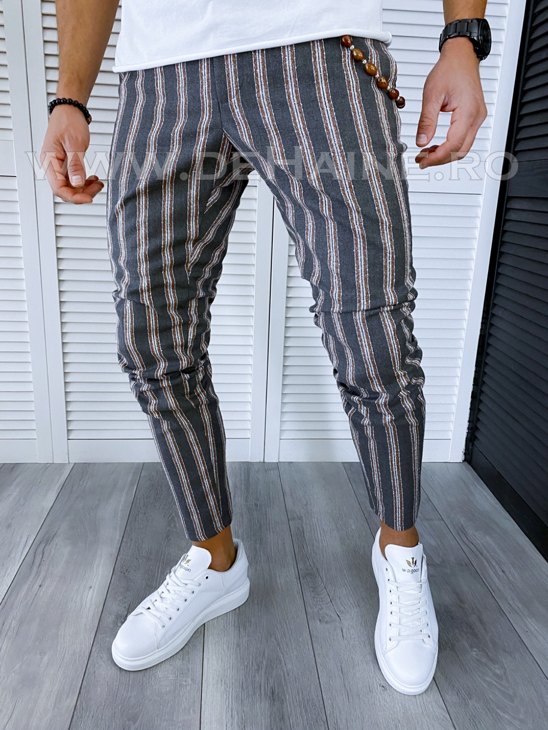 Pantaloni barbati casual regular fit in dungi B1547 10-1 e~