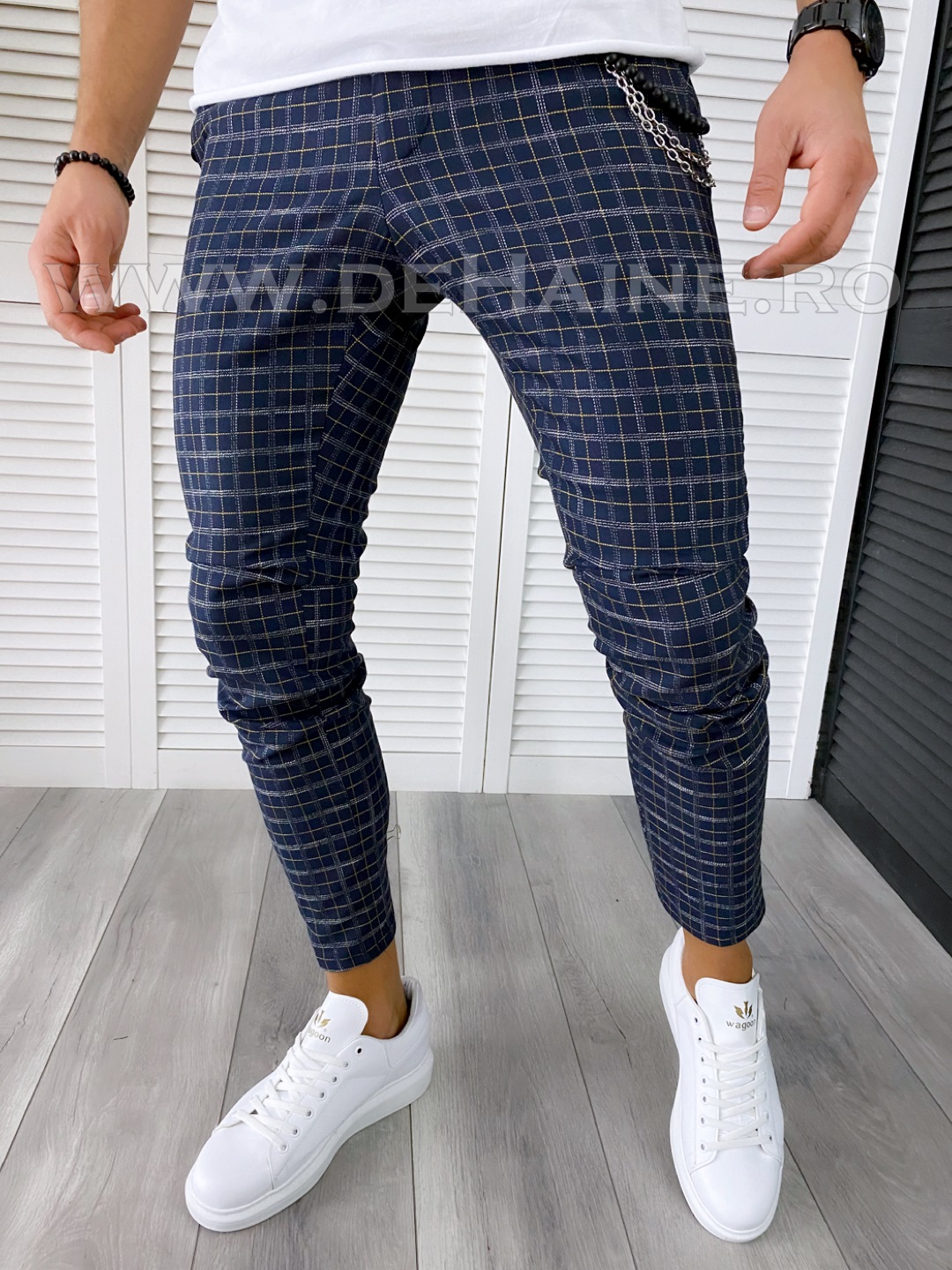 Pantaloni barbati casual regular fit in carouri B1732 21-3 E ~