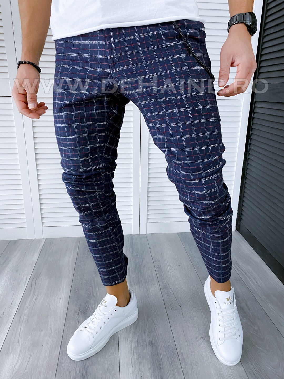 Pantaloni barbati casual regular fit in carouri B1747 59-3 E~
