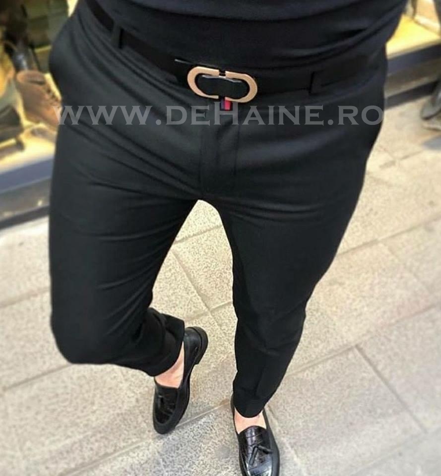 Pantaloni barbati eleganti negri B5391 B-4