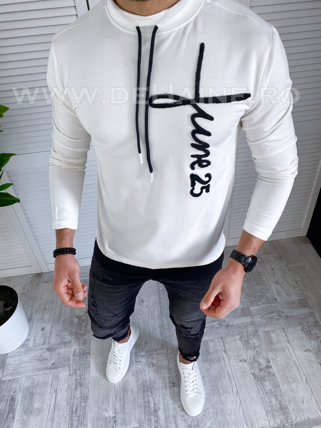 Bluza barbati alba slim fit K03 O4-1.1