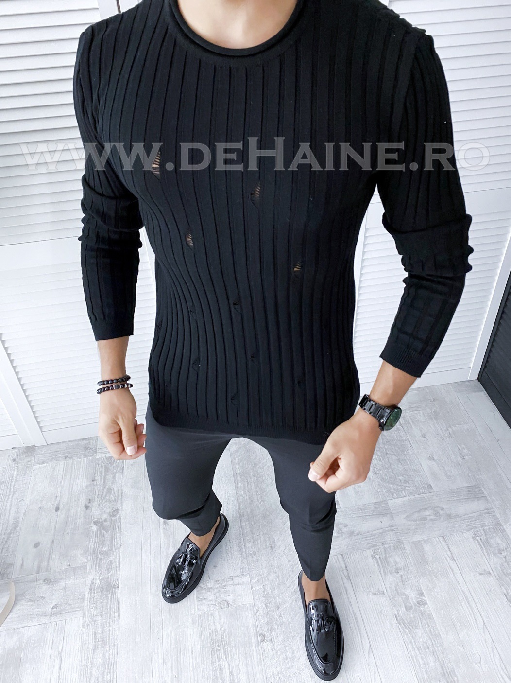 Bluza barbati neagra slim fit B2659 O1-2