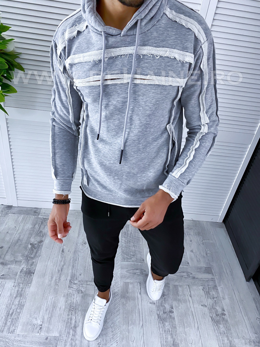 Hanorac barbati gri slim fit 2536