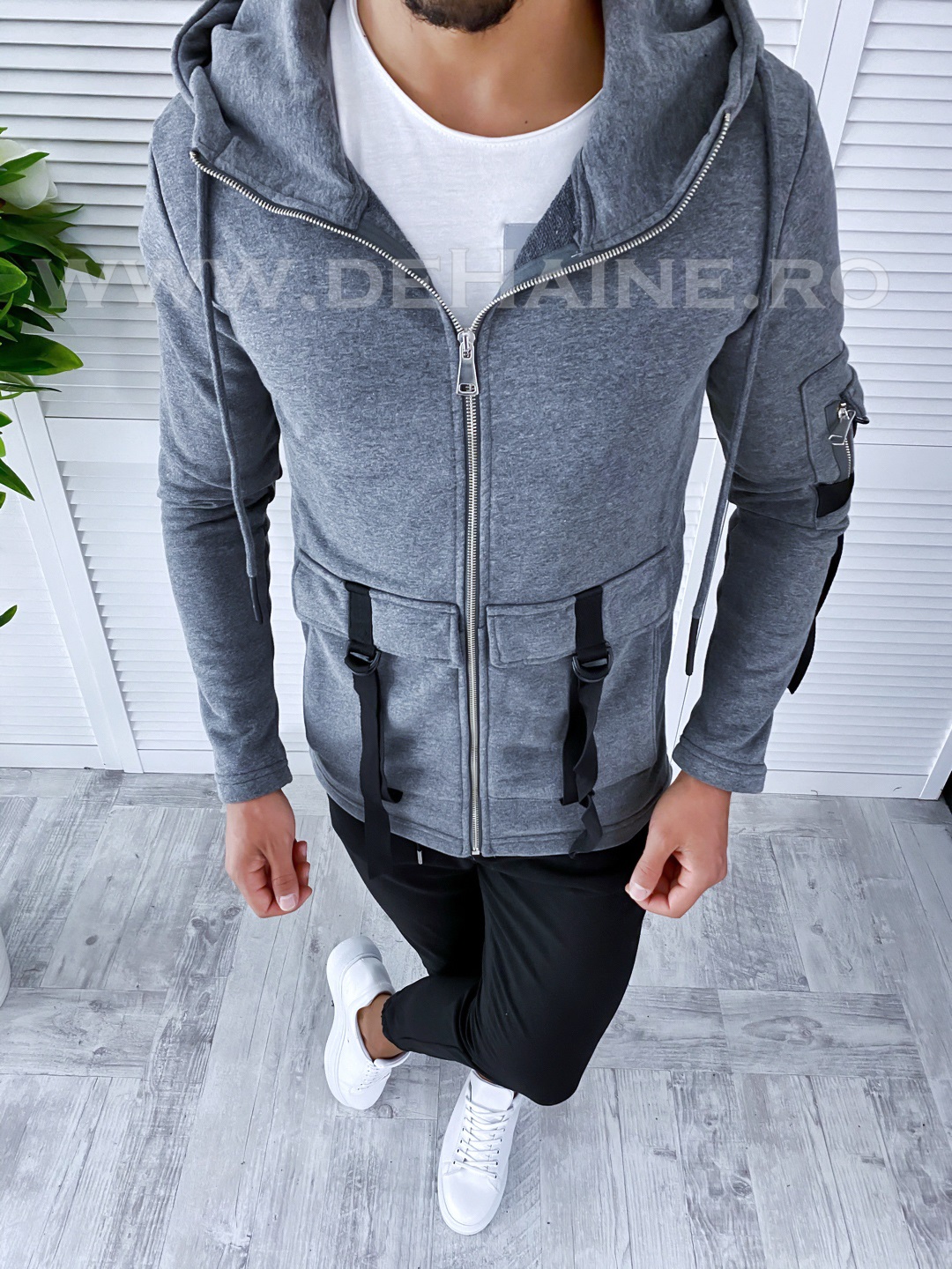 Hanorac barbati gri slim fit 2693