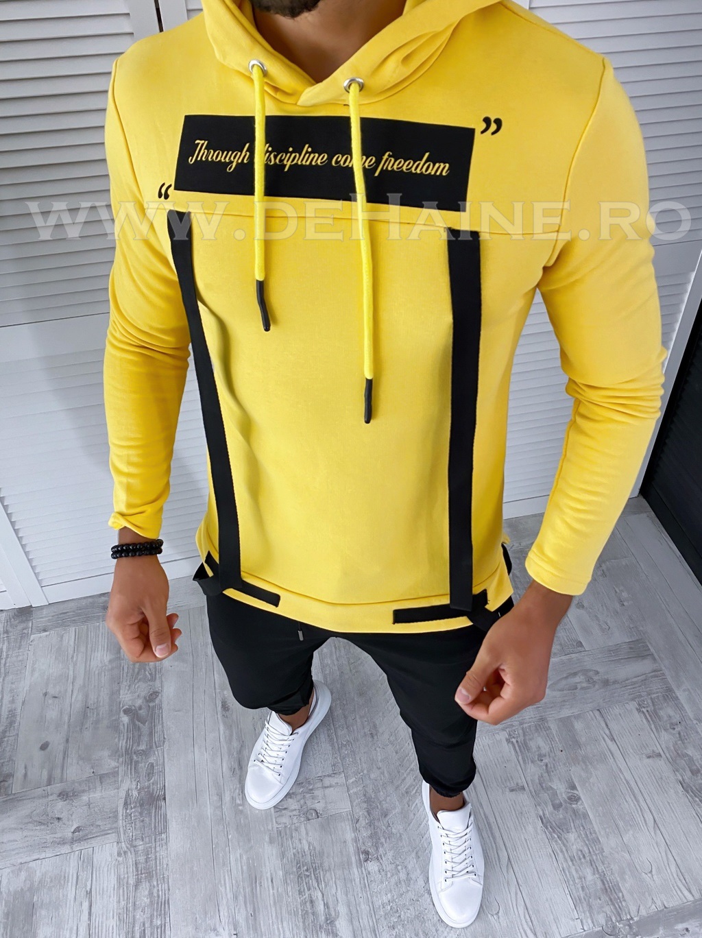 Hanorac barbati mustar slim fit 2725