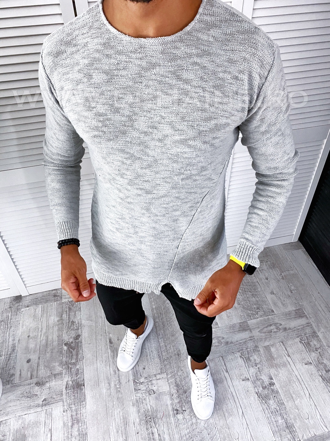 Bluza barbati gri slim fit t3659 3-5