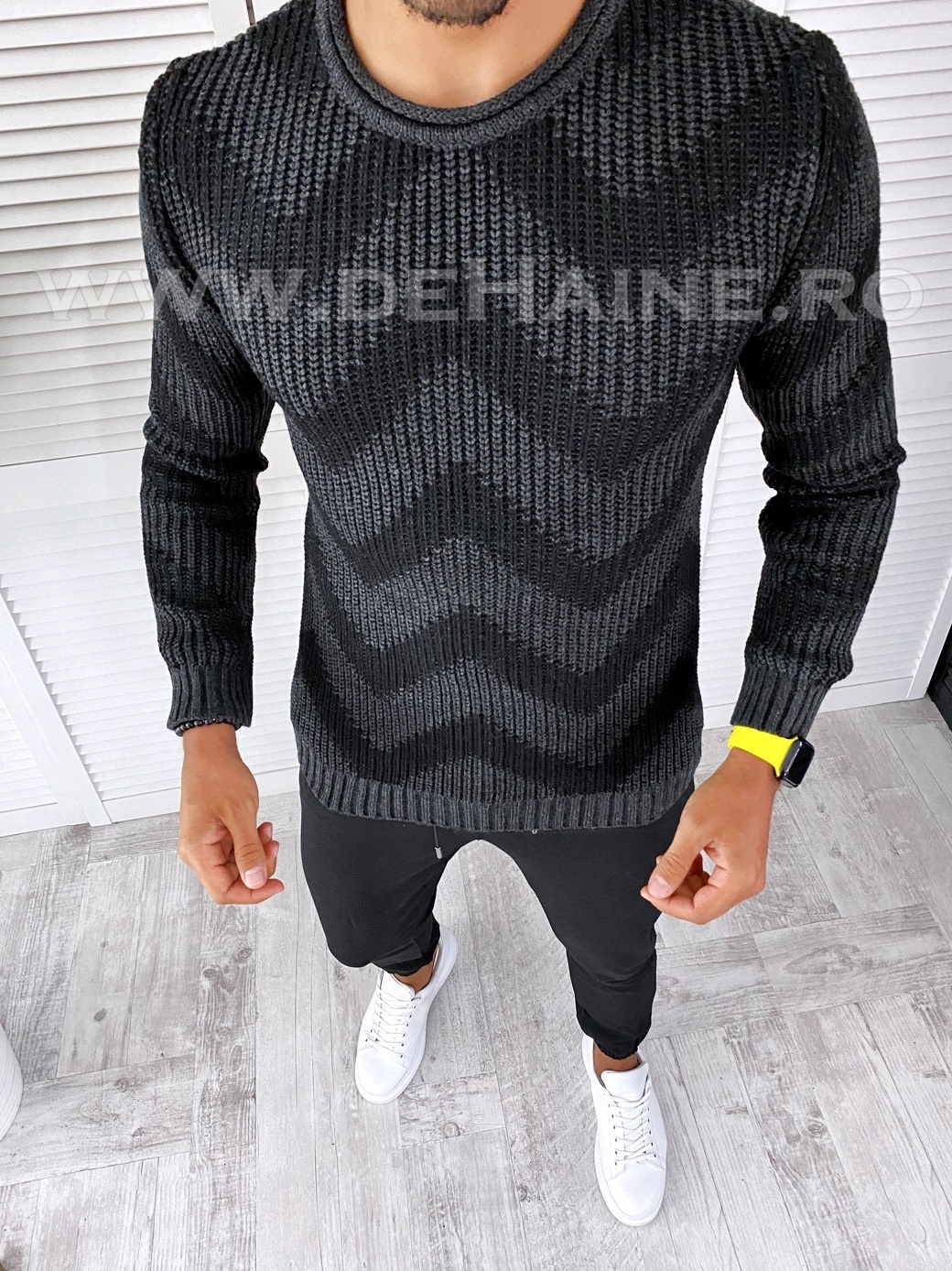 Pulover barbati gros gri slim fit t3546 o3-4