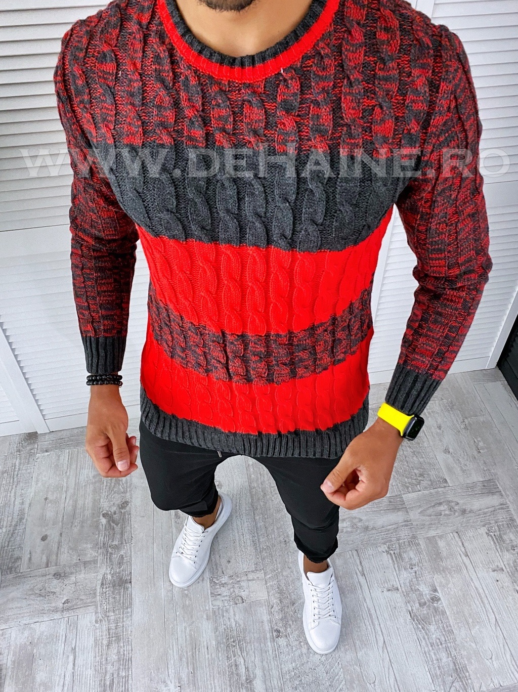 Pulover barbati gros gri slim fit t3565 x11-1