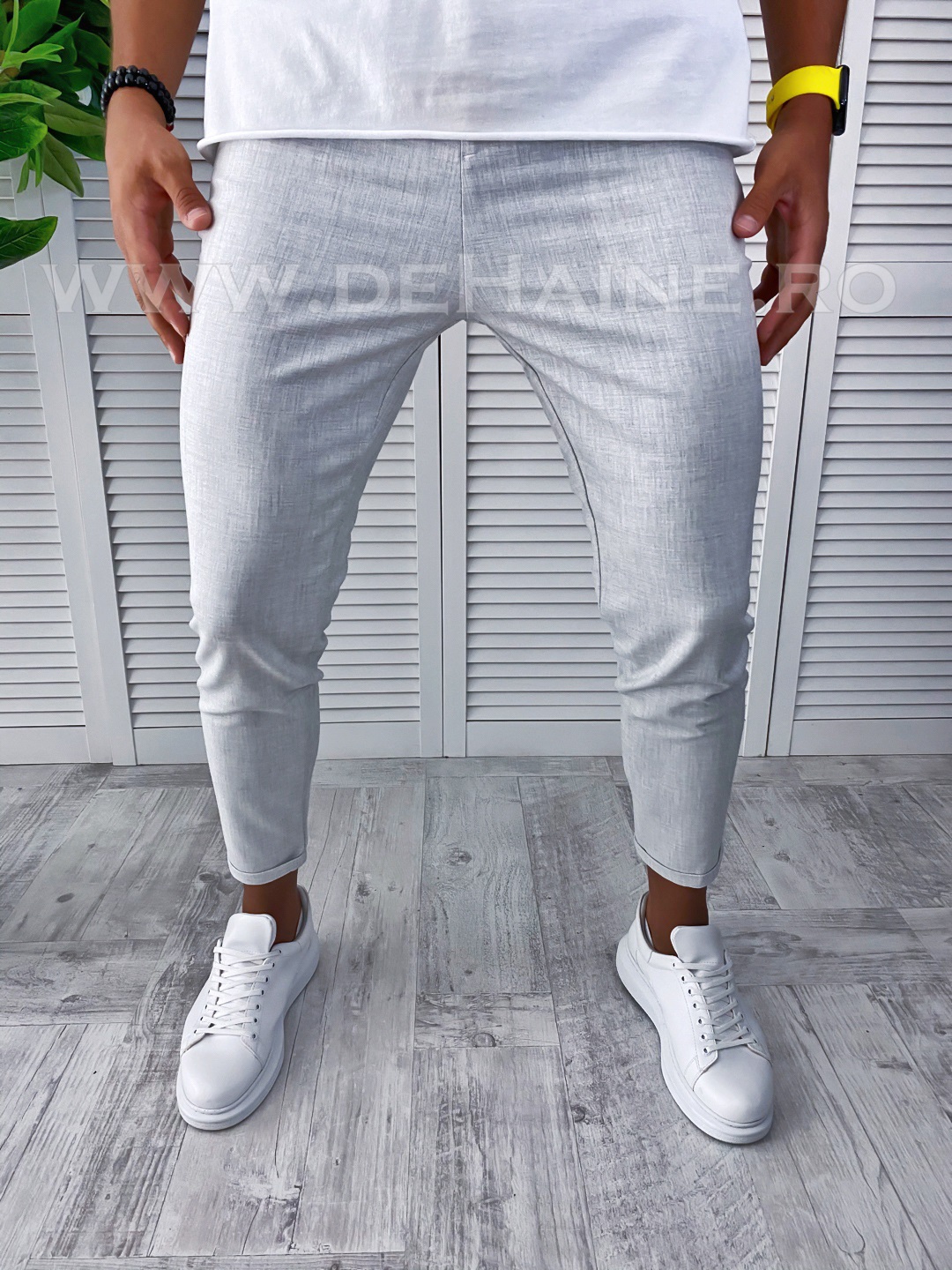 Pantaloni barbati gri deschis smart casual B2496
