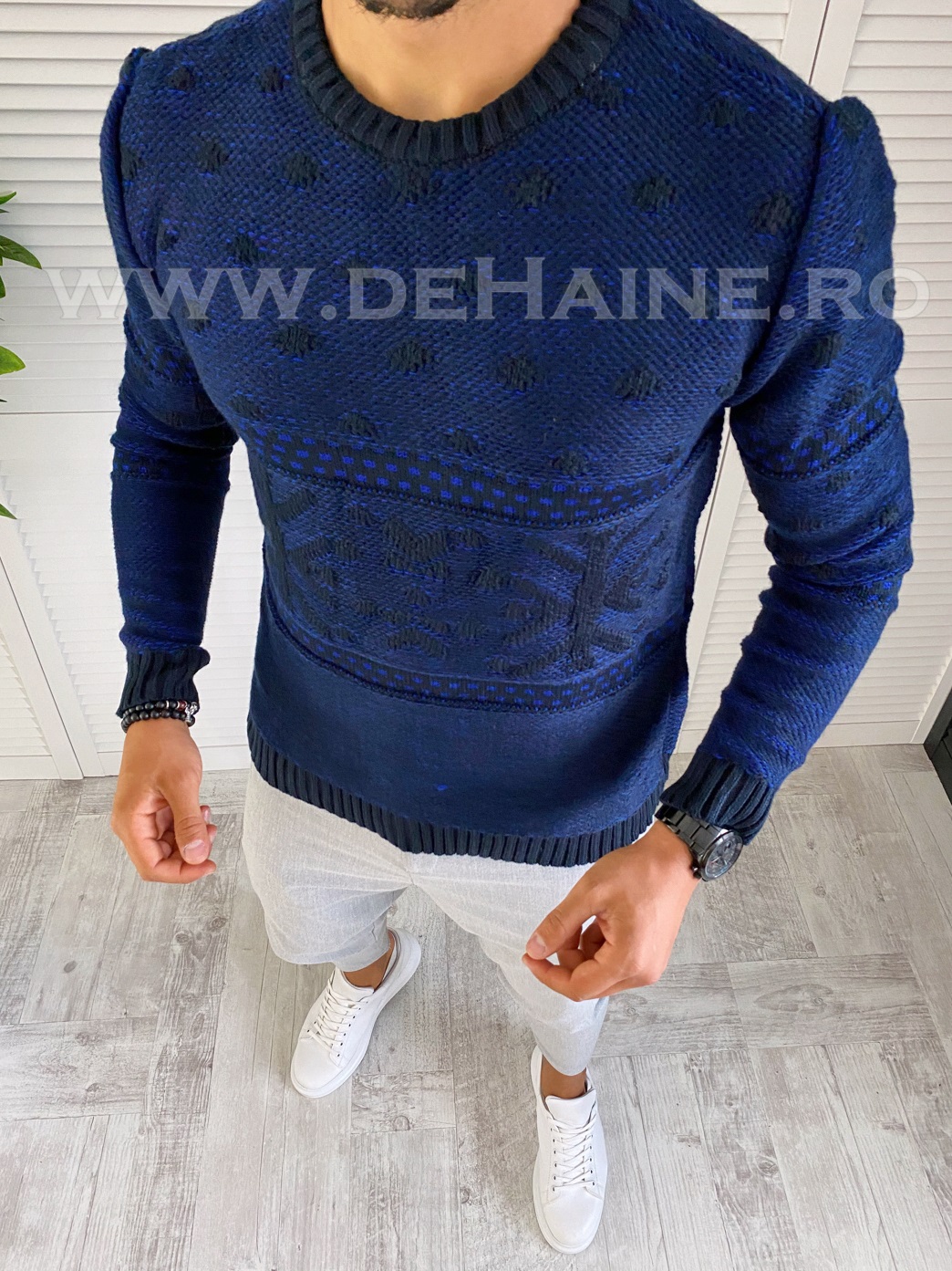 Pulover barbati gros slim fit bleumarin t3566 x13-2*