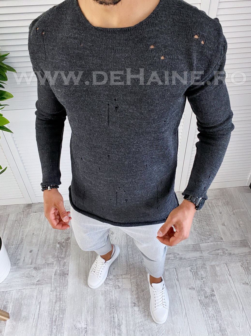 Pulover barbati gros slim fit gri t3595 81-1