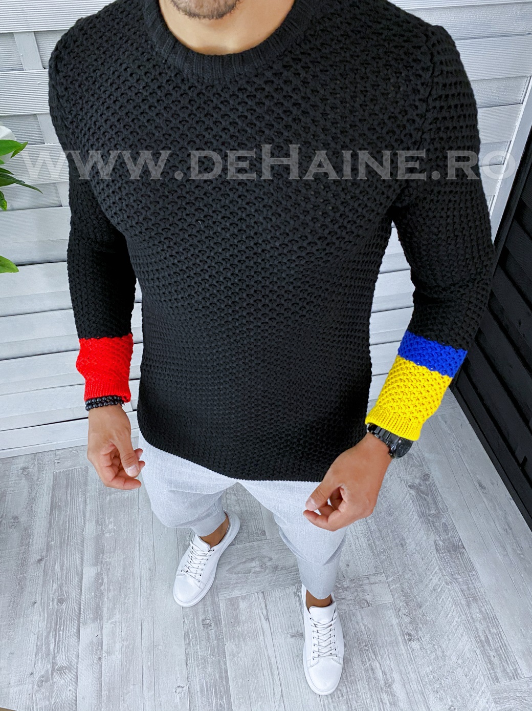 Pulover barbati gros slim fit negru t3585 99-5*