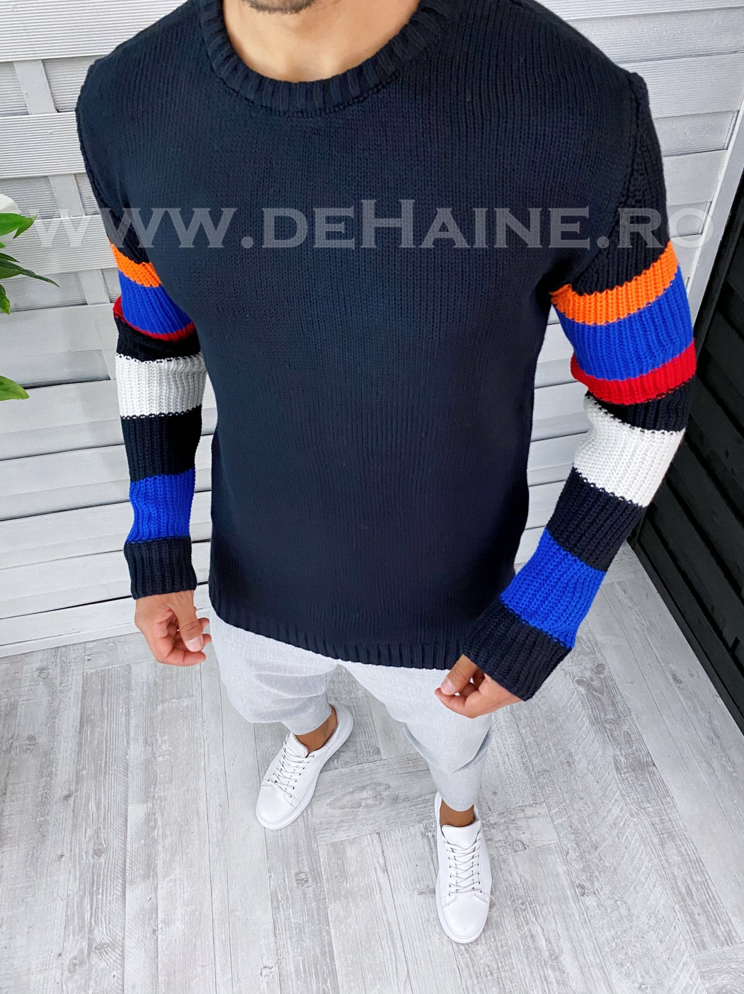 Pulover barbati gros slim fit bleumarin t3588 110-4*
