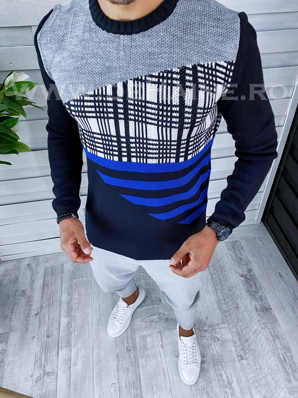 Pulover barbati gros slim fit bleumarin t3625 102-2*