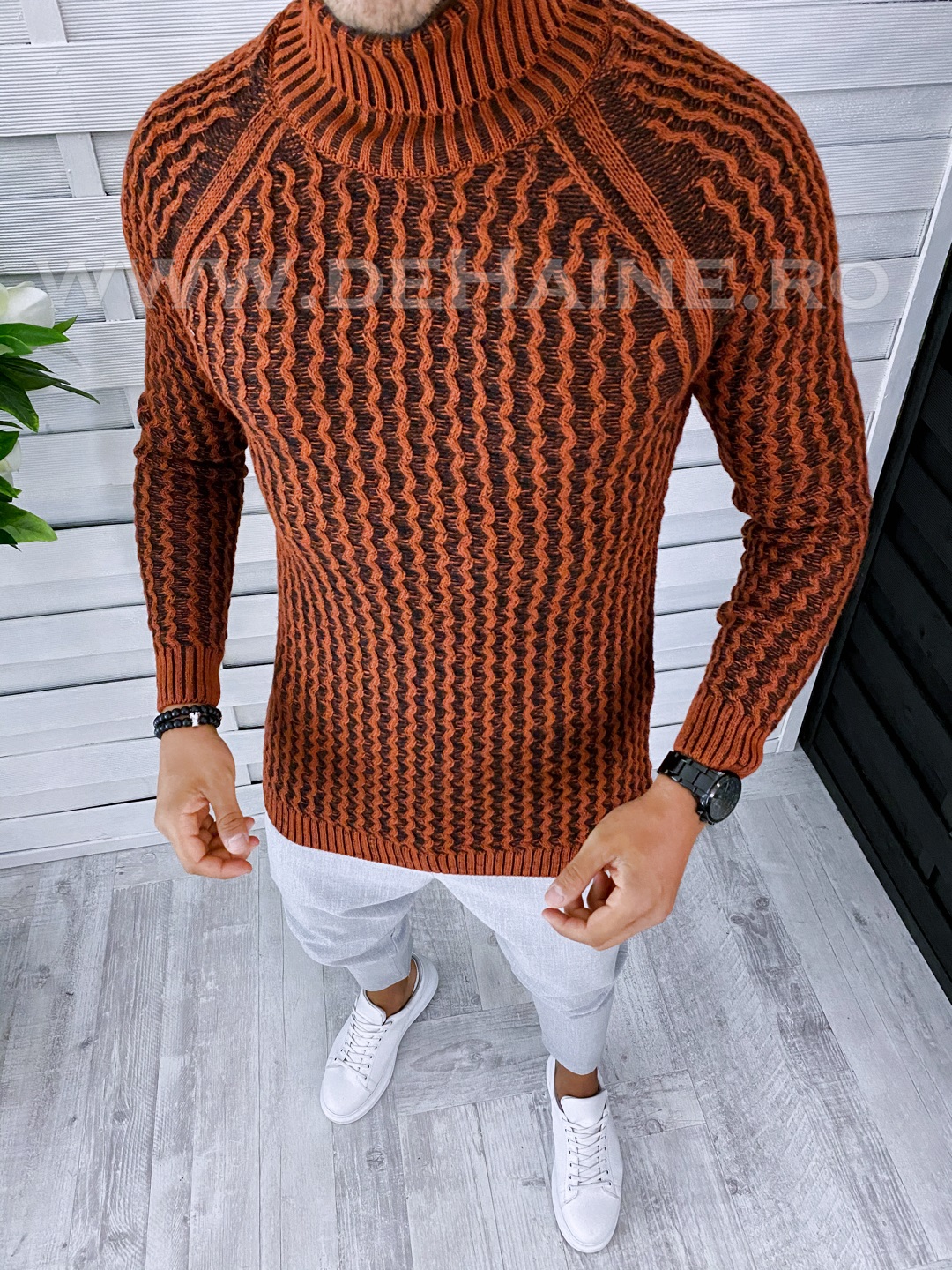 Pulover barbati gros slim fit maro t3712 91-3*