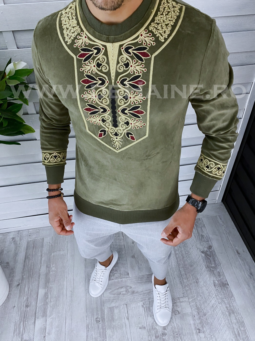 Bluza barbati kaki slim fit 2636 o1-1