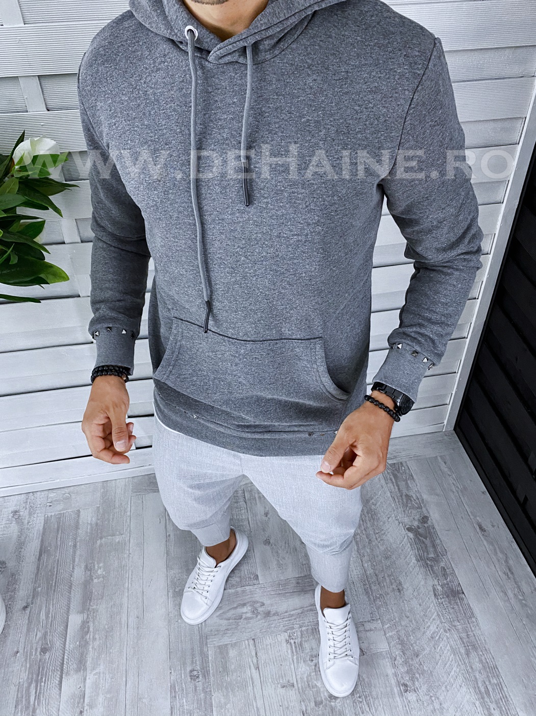 Hanorac barbati gri slim fit 2655 i8-1