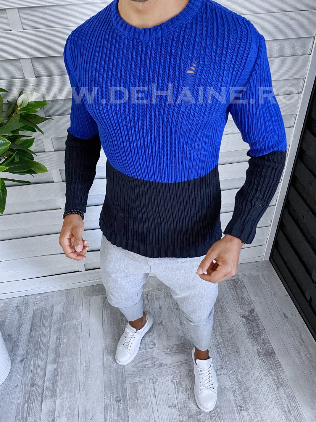 Pulover barbati gros slim fit albastrut3577 i7-5