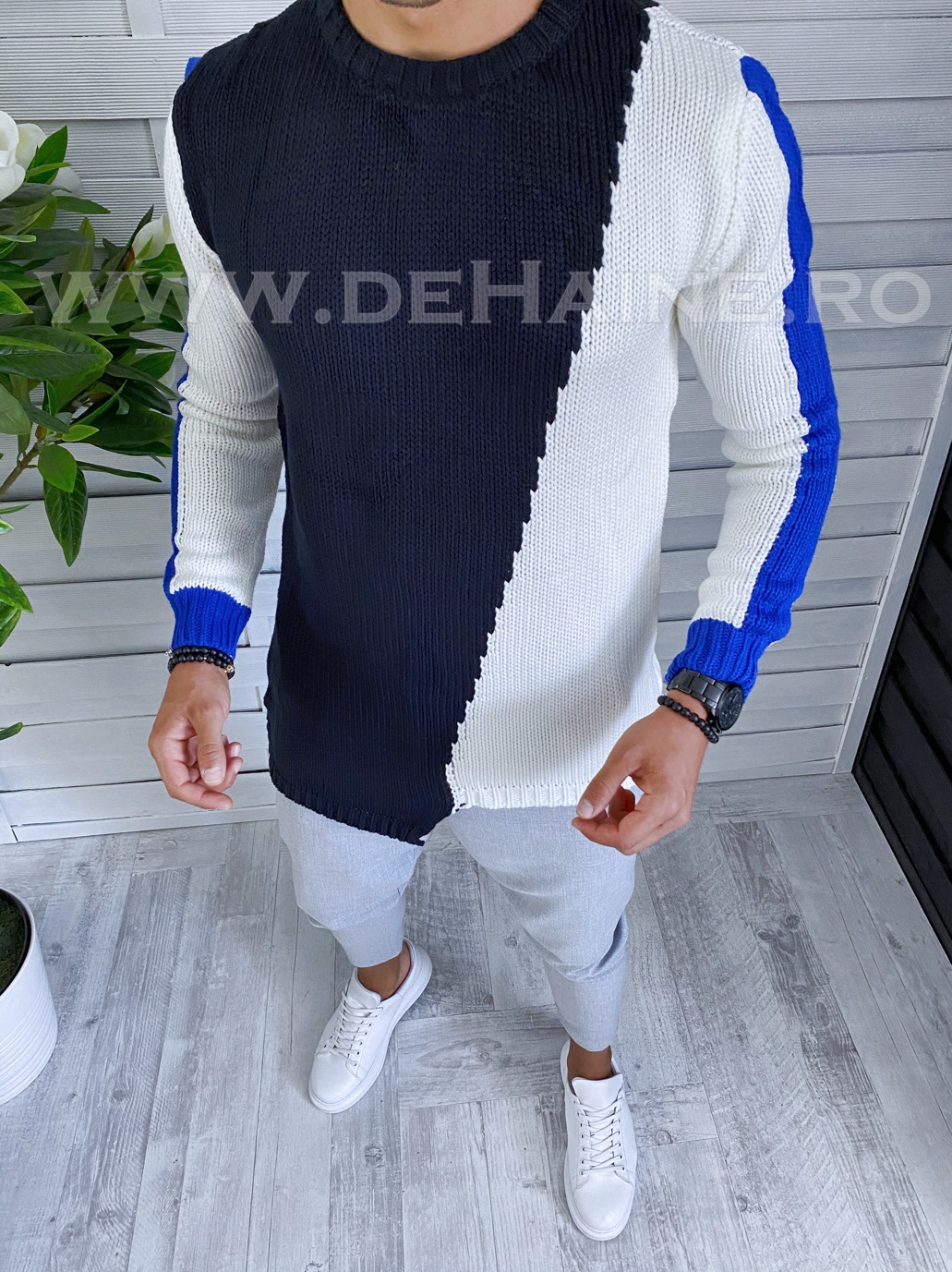Pulover barbati gros slim fit bleumarin t3619 i18-6*
