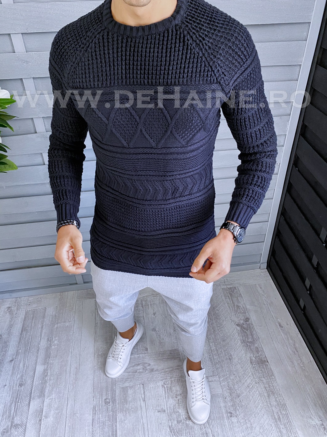 Pulover barbati gros slim fit bleumarin t3614 i6-7
