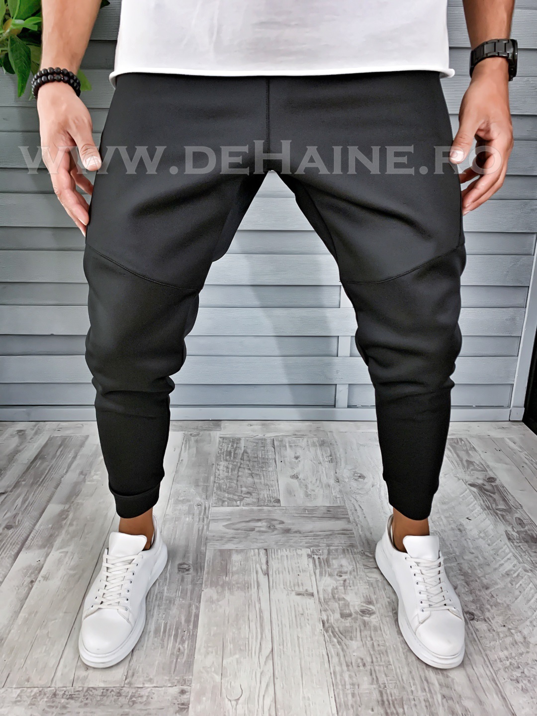 Pantaloni de trening conici negri B2099 O1-4