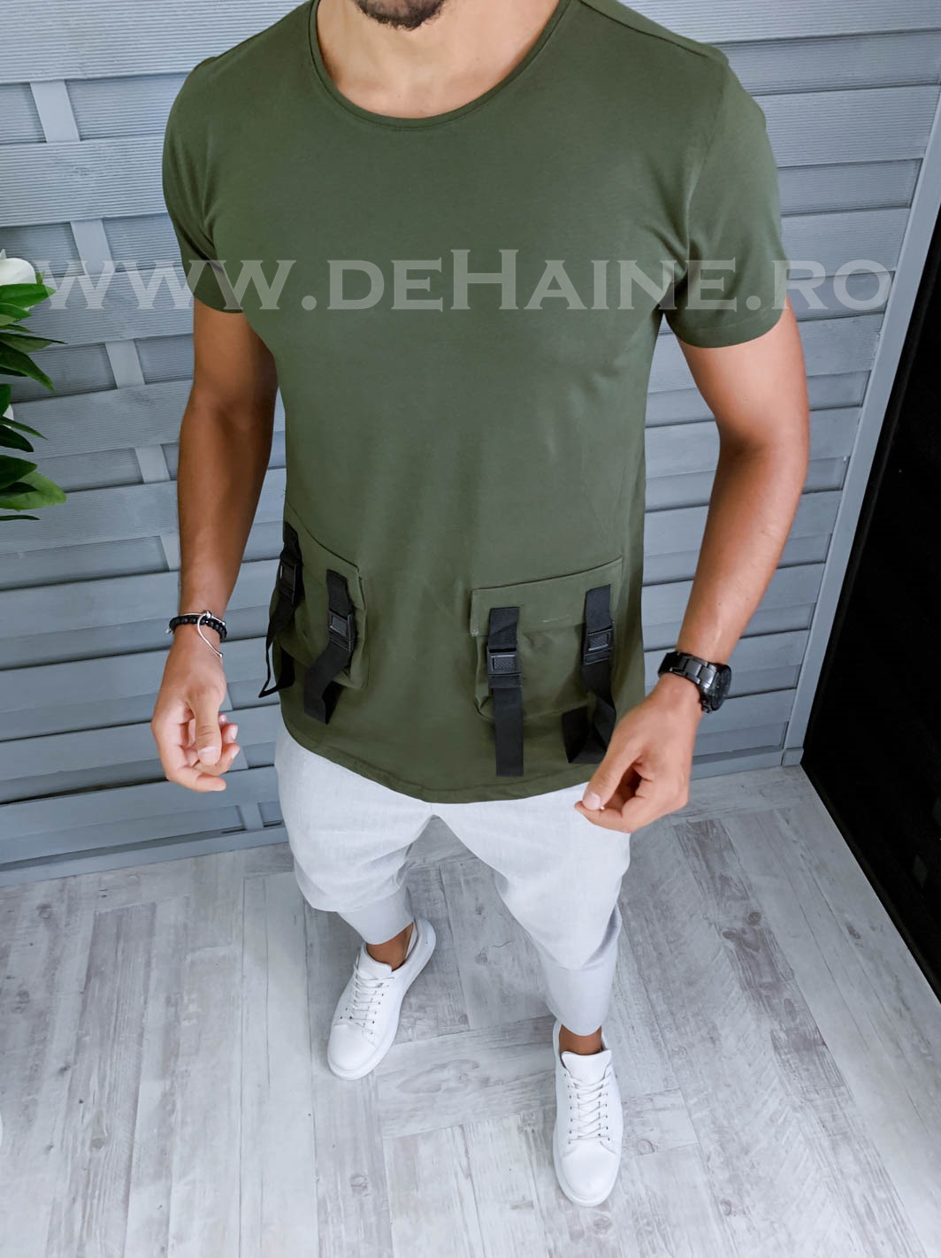 Tricou barbati kaki slim fit vagabond b1966 p3-2