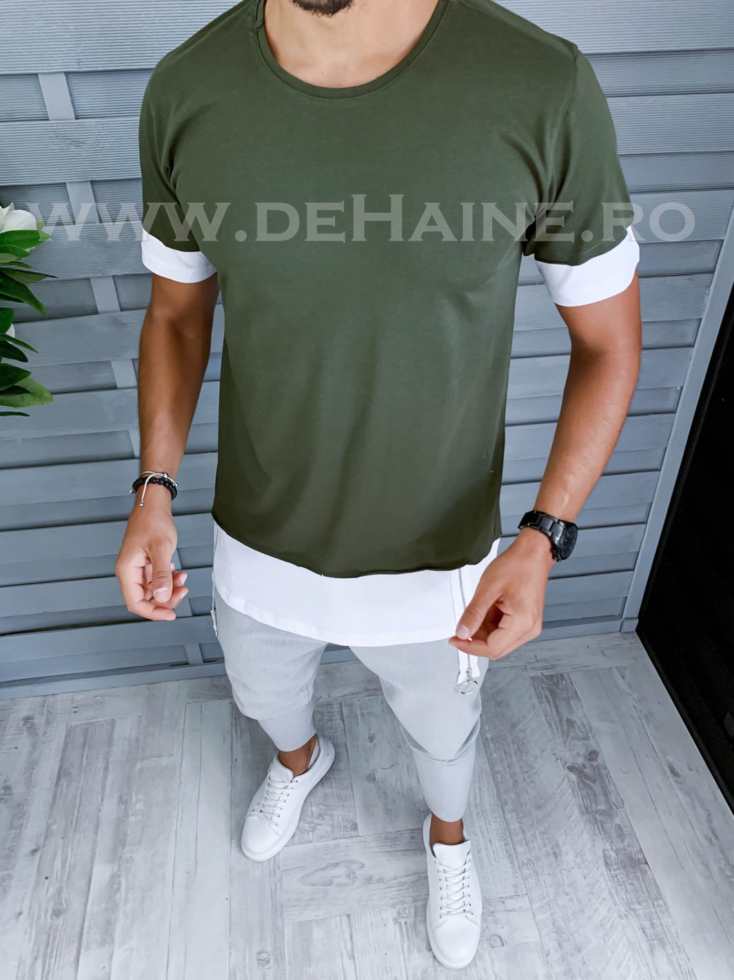 Tricou barbati kaki slim fit vagabond b1971 p7-4