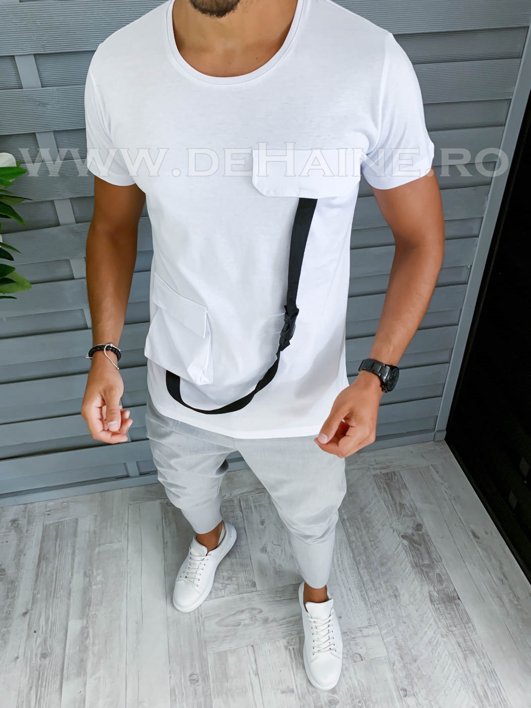 Tricou barbati alb slim fit vagabond b1974 p17-3