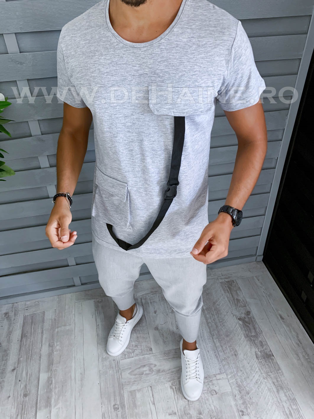 Tricou barbati gri slim fit vagabond b1974 p17-3