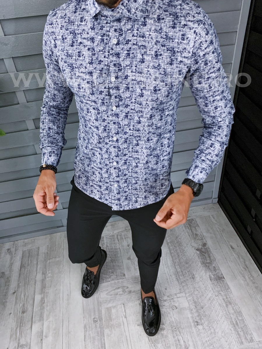 Camasa barbati cu imprimeu slim fit b2118 w9-4