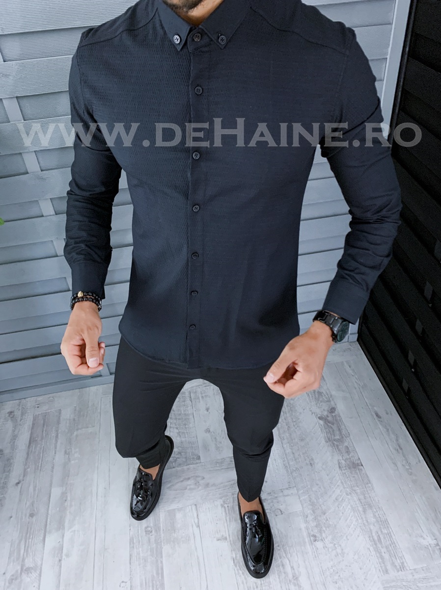 Camasa barbati neagra slim fit b2143 w8-3