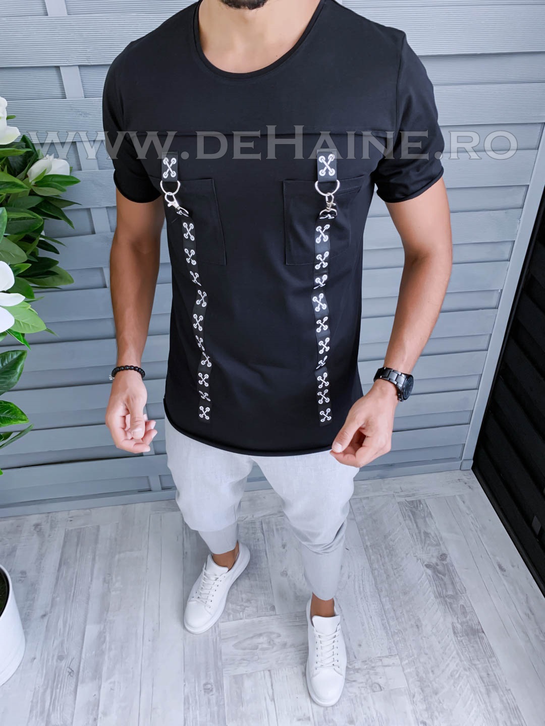 Tricou barbati negru slim fit vagabond b1969 p10-4*