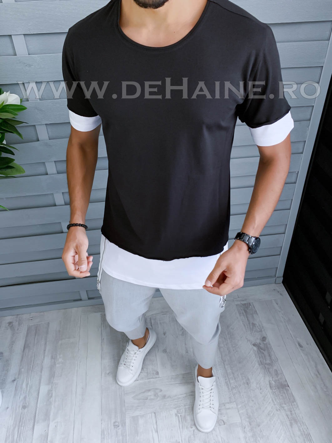 Tricou barbati negru slim fit vagabond b1971 p7-4*