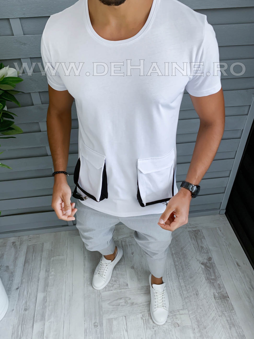 Tricou barbati alb slim fit vagabond b1973 p10-5*