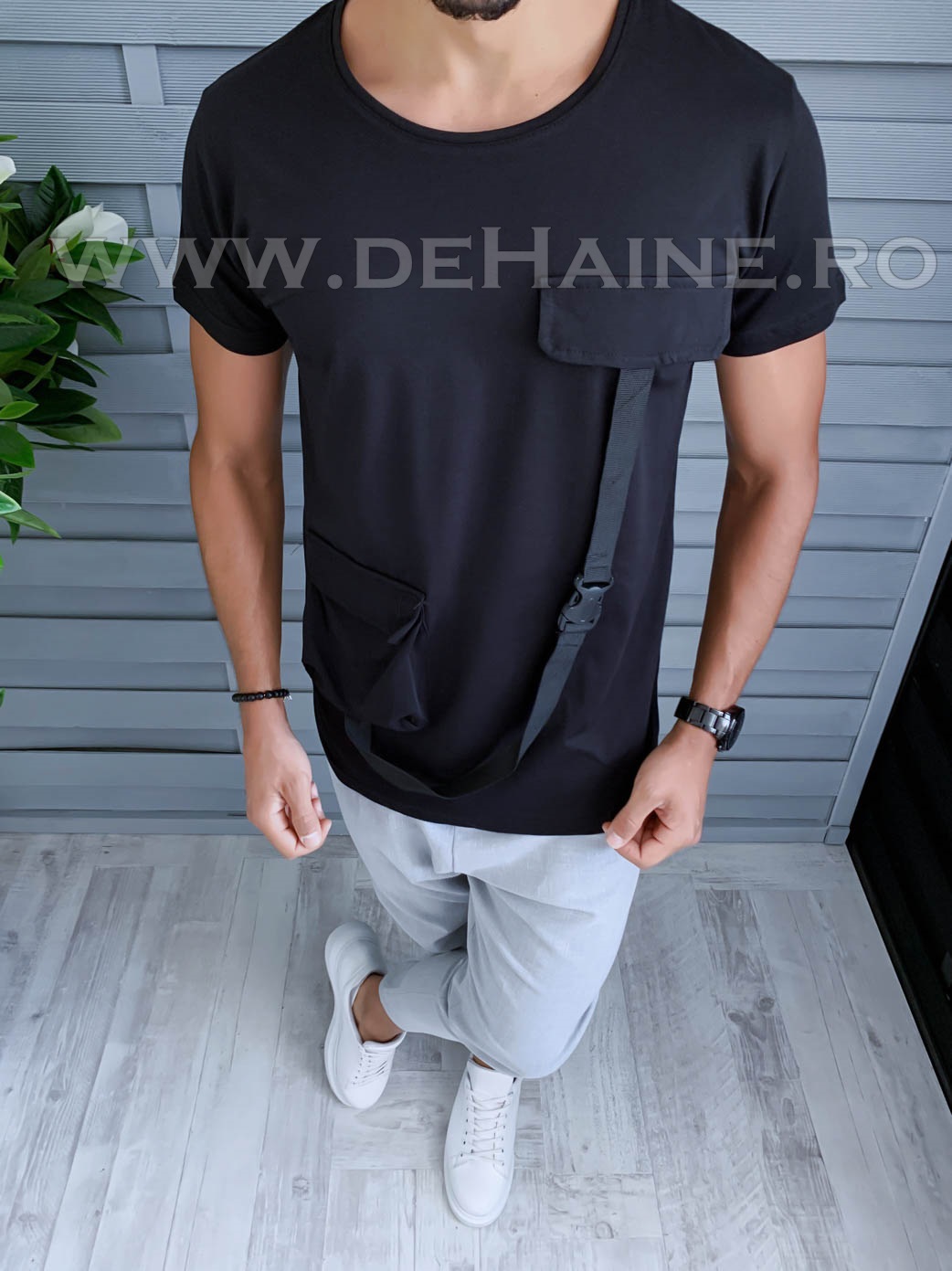 Tricou barbati negru slim fit vagabond b1974 p17-3*