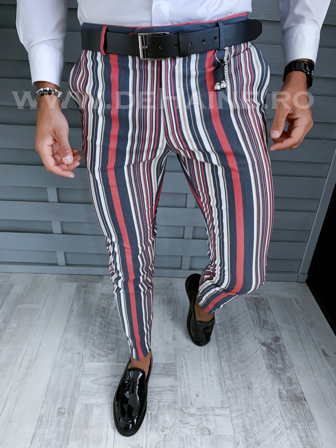 Pantaloni barbati eleganti in dungi B1907 2-2 E F5-3