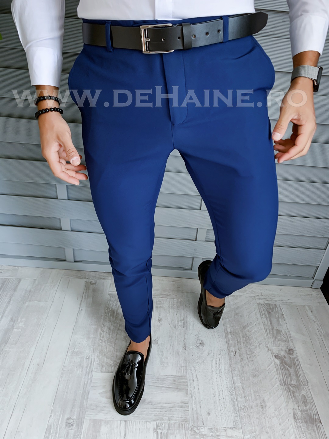 Pantaloni barbati eleganti bleumarin B1734  D2-1.2