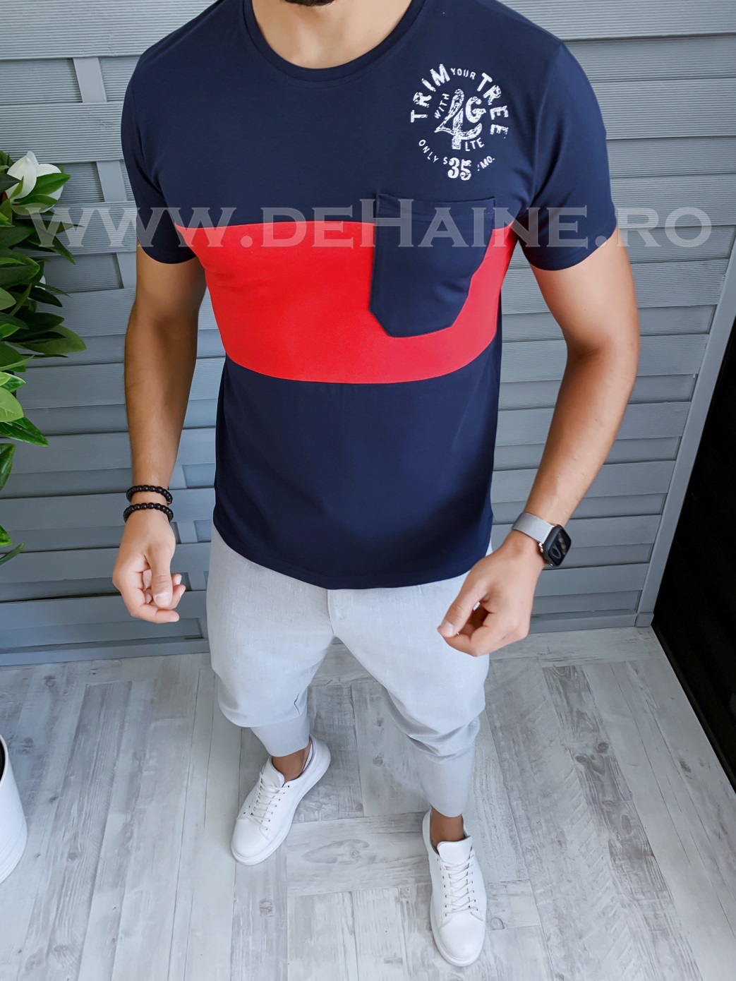 Tricou barbati bleumarin slim fit b1705 p5-3