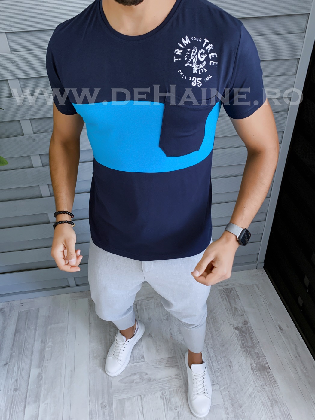 Tricou barbati bleumarin slim fit b1711 p5-3*