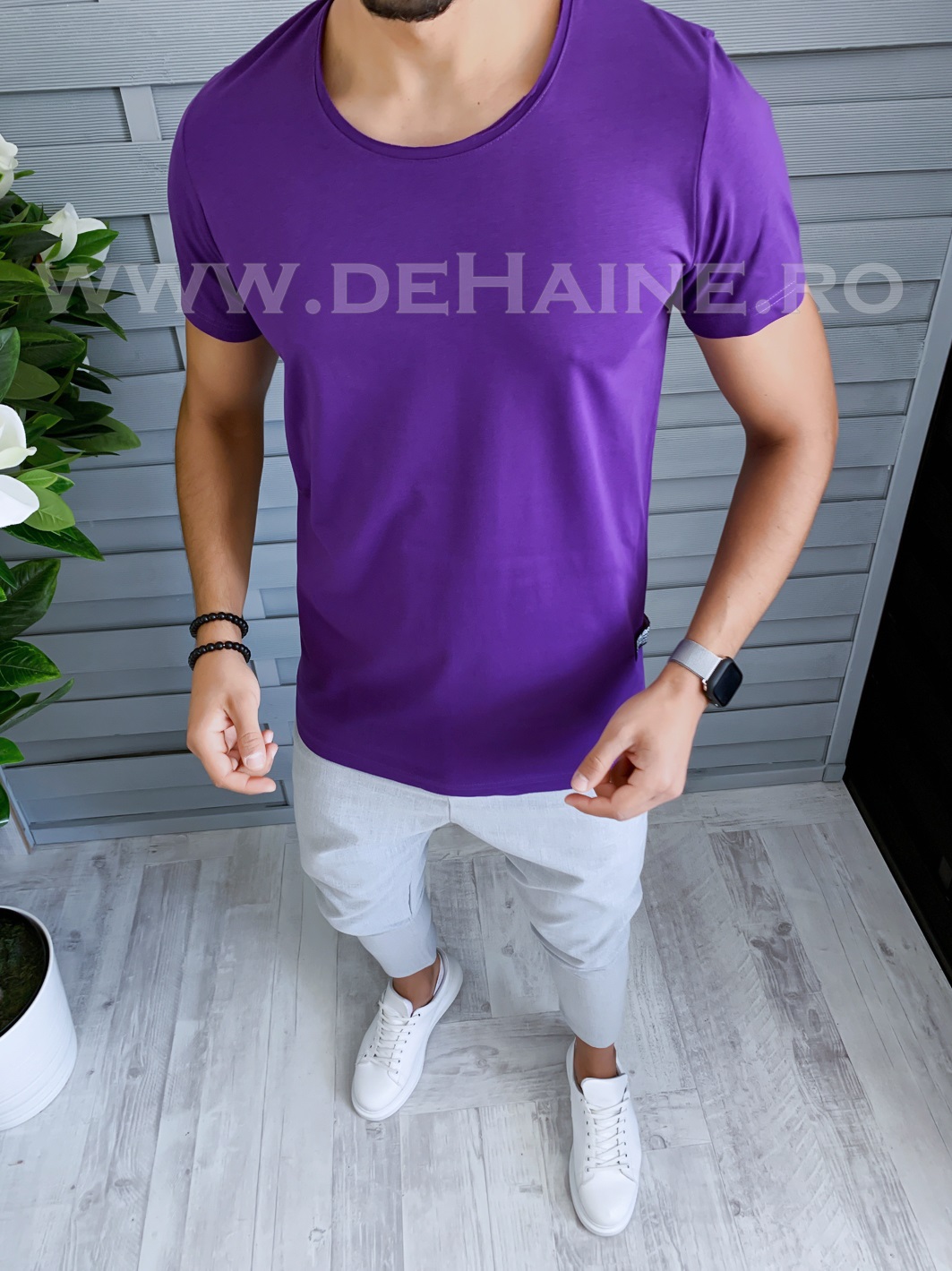 Tricou barbati mov slim fit b1723