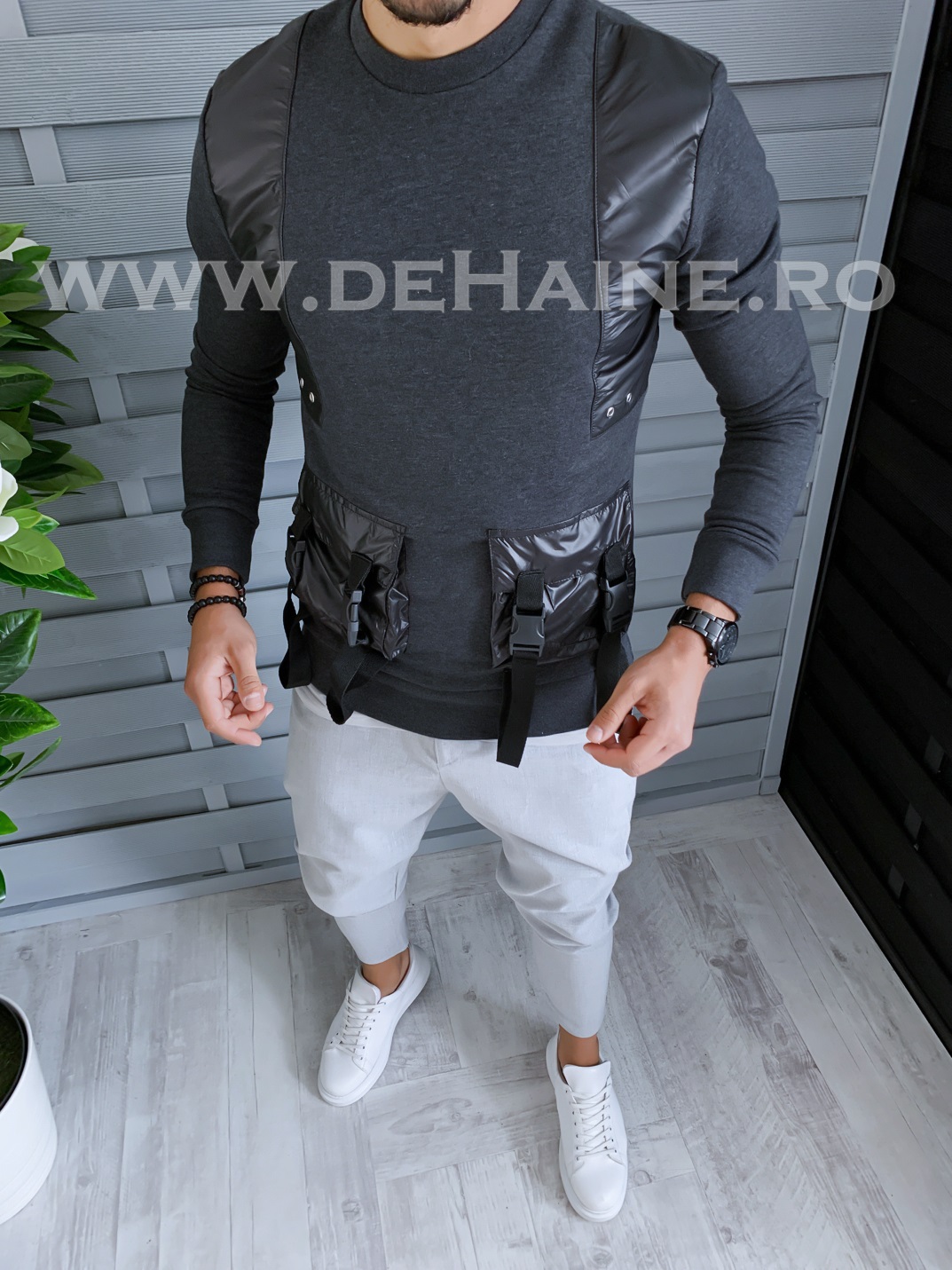 Bluza barbati gri slim fit 2730 i18-5