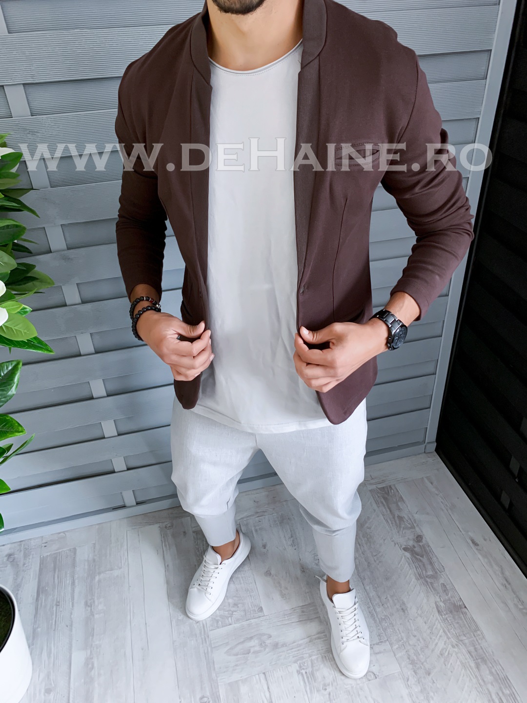 Bluza barbati maro slim fit b1506 f4-2