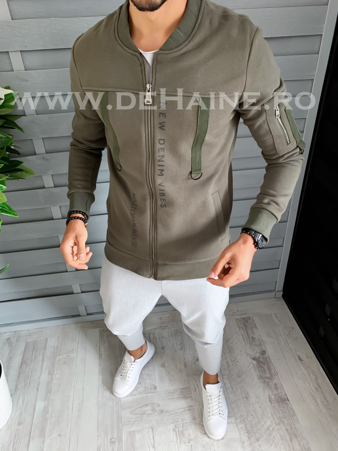 Hanorac barbati kaki slim fit 18039 14-5
