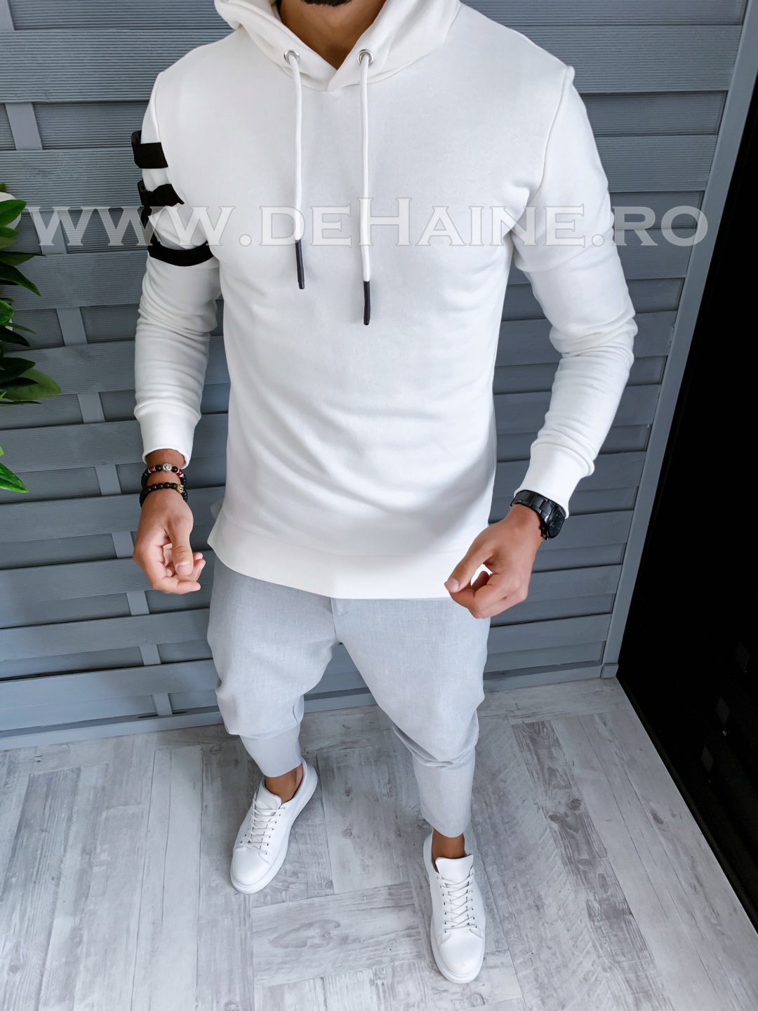 Hanorac barbati slim fit alb 2704 i16-2