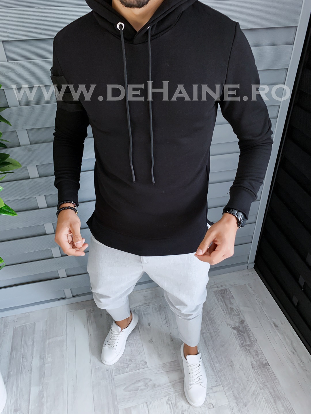Hanorac barbati slim fit negru 2704 i18-1.2