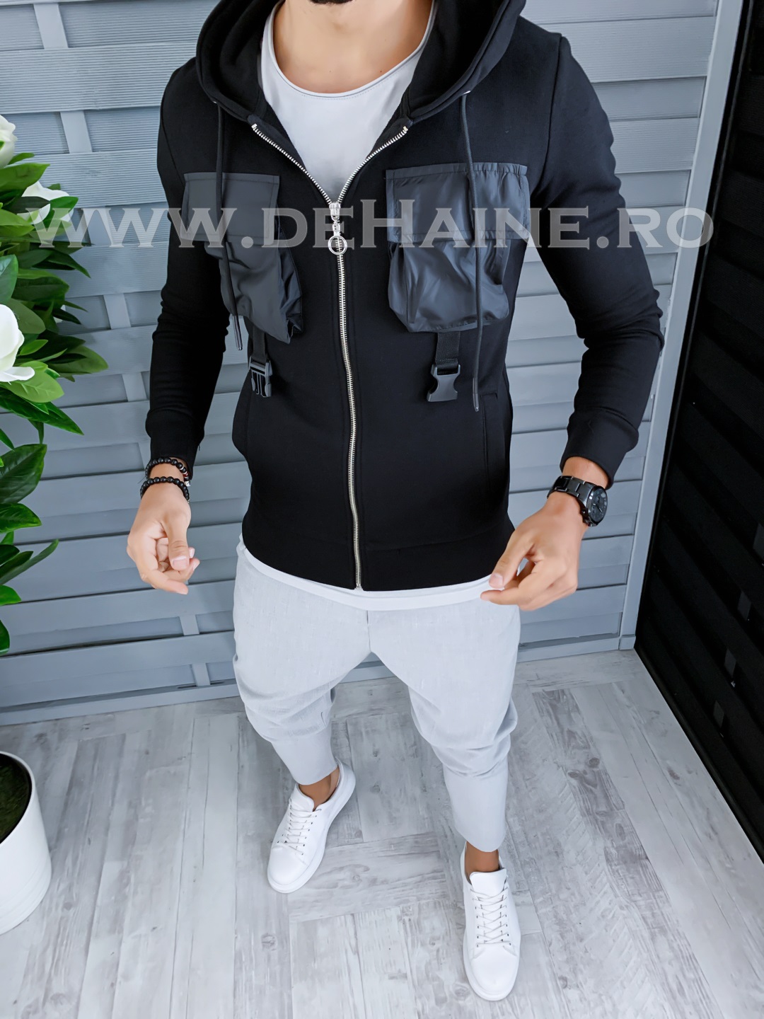 Hanorac barbati slim fit negru 2713 o3-1