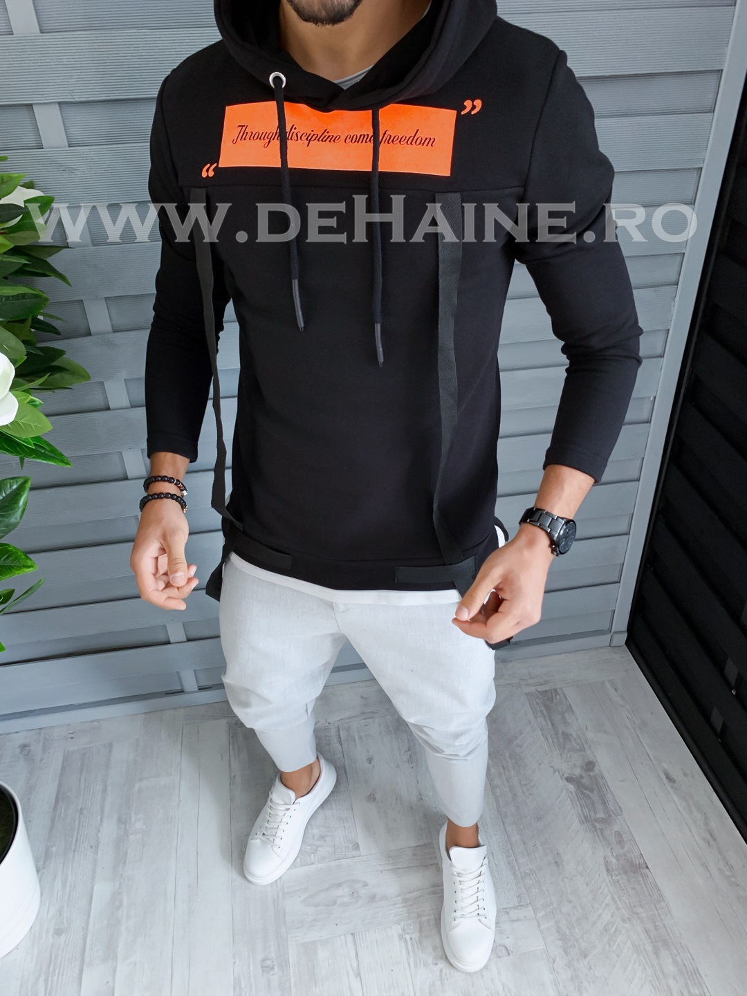 Hanorac barbati slim fit negru 2725 3-6